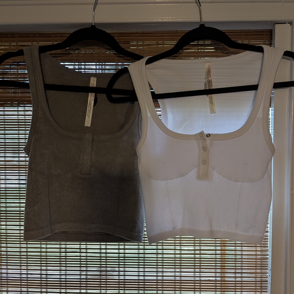 FP Movement Gray and White Tank Top